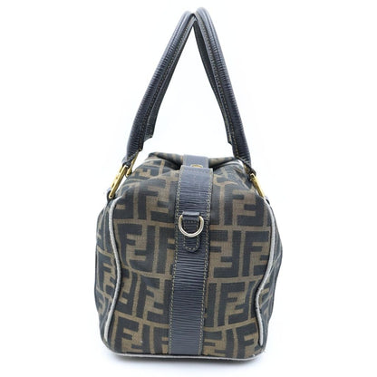 Fendi Zucca Mini Boston Bag Brown Black Leather Canvas Gold — view 3