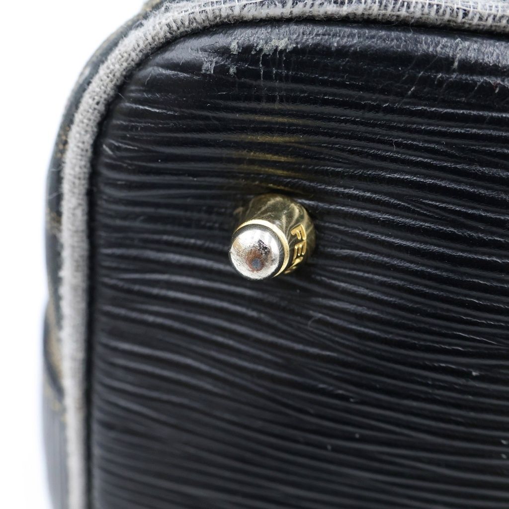 Fendi Zucca Mini Boston Bag Brown Black Leather Canvas Gold — view 6