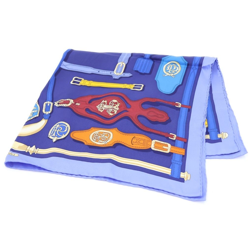 Hermes Carre 70 President's Harness Scarf Blue