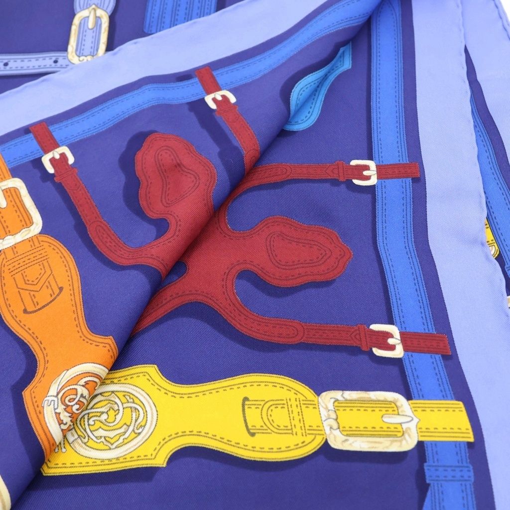 Hermes Carre 70 President's Harness Scarf Blue — view 4