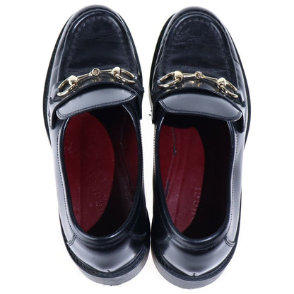 Gucci Horsebit Platform Leather Loafers Gold Black — view 4