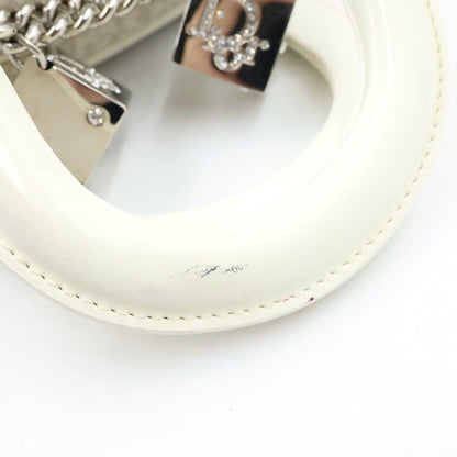 Dior Gambler Dice Trotter Handbag Ivory Canvas Leather Rhinestone — view 7