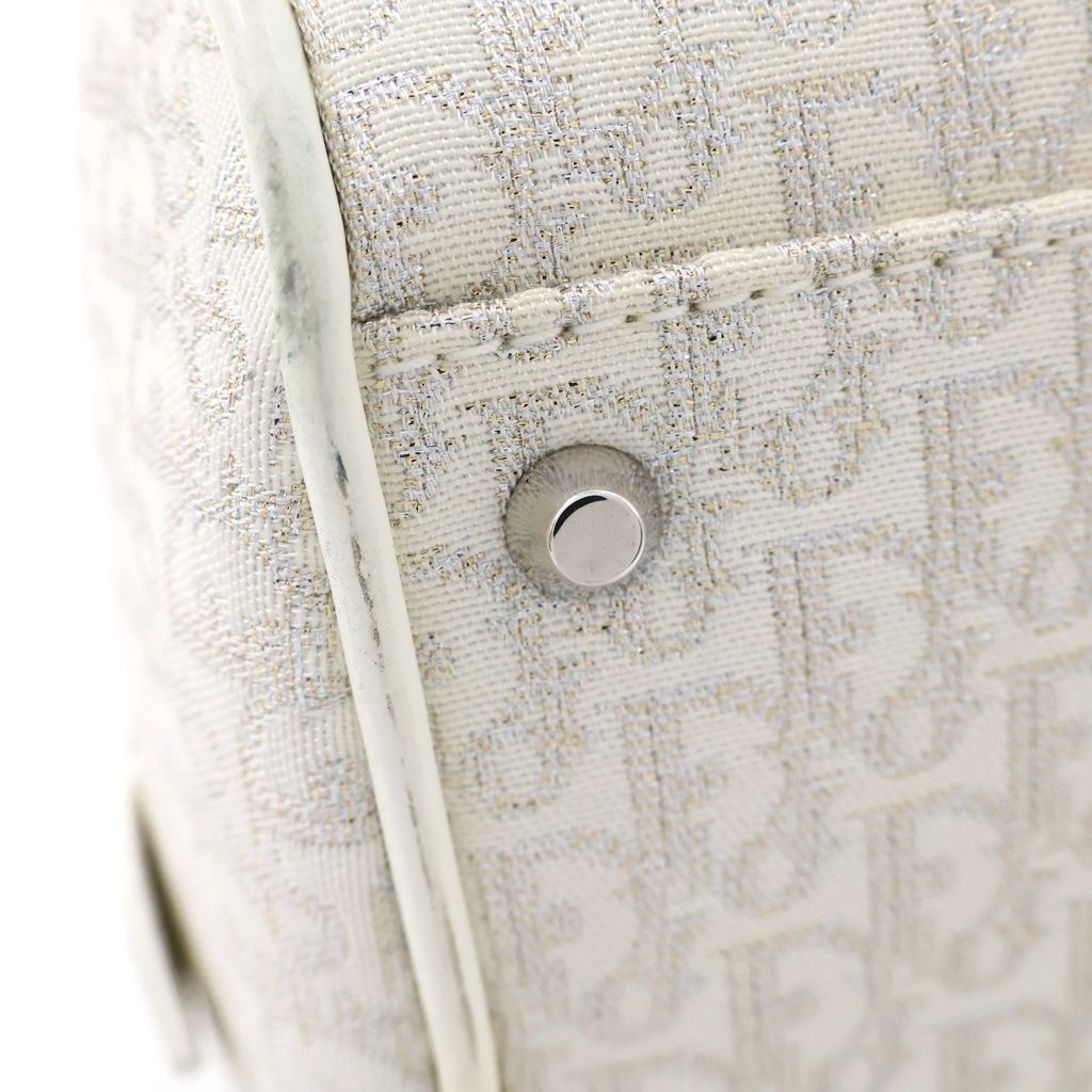 Dior Gambler Dice Trotter Handbag Ivory Canvas Leather Rhinestone — view 6
