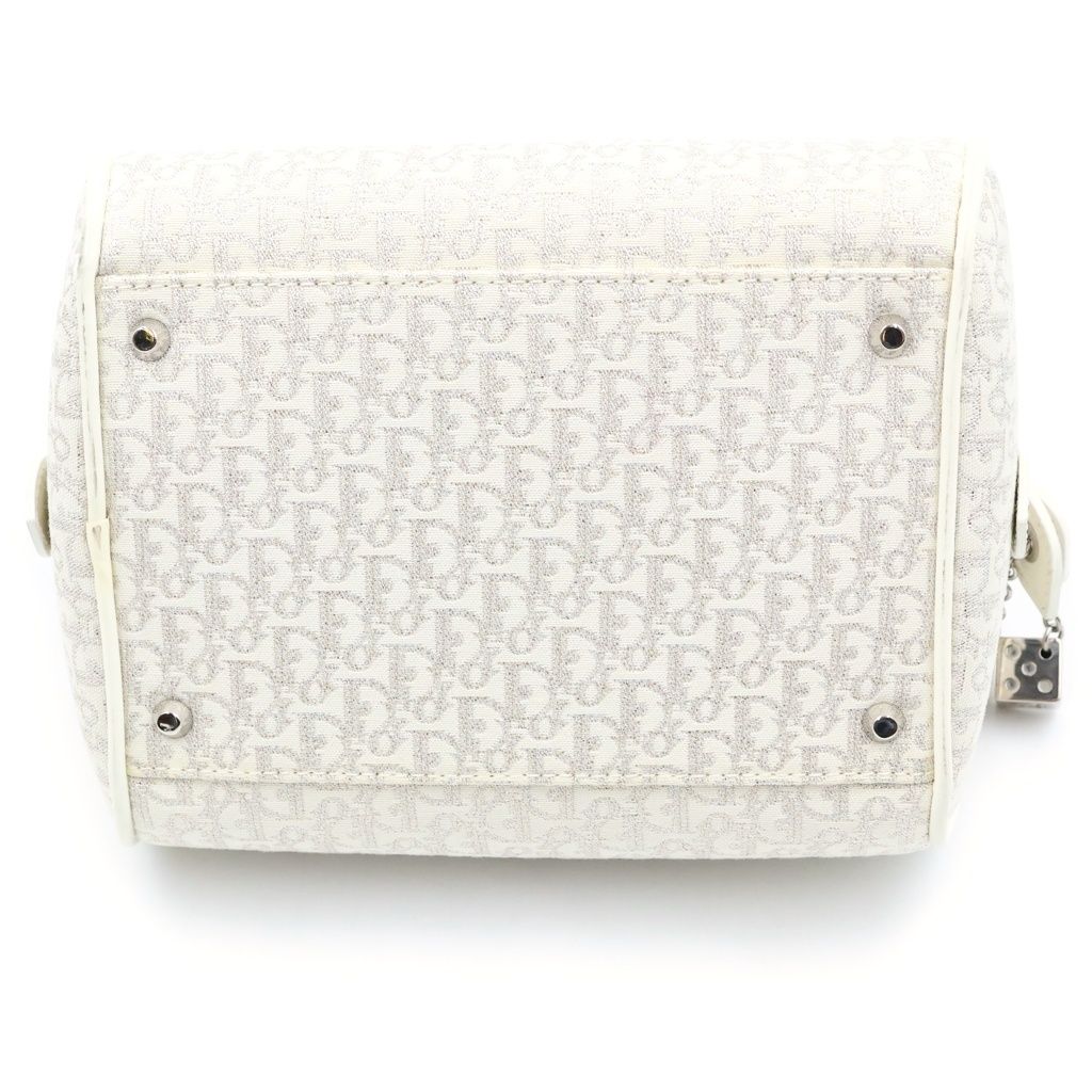 Dior Gambler Dice Trotter Handbag Ivory Canvas Leather Rhinestone — view 4