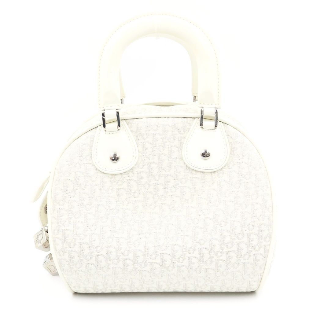 Dior Gambler Dice Trotter Handbag Ivory Canvas Leather Rhinestone — view 2