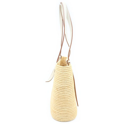 Loewe Anagram Basket Tote Small Square Raffia Leather Beige White — view 3