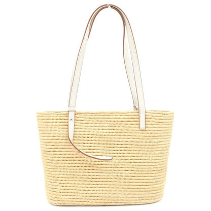 Loewe Anagram Basket Tote Small Square Raffia Leather Beige White — view 2