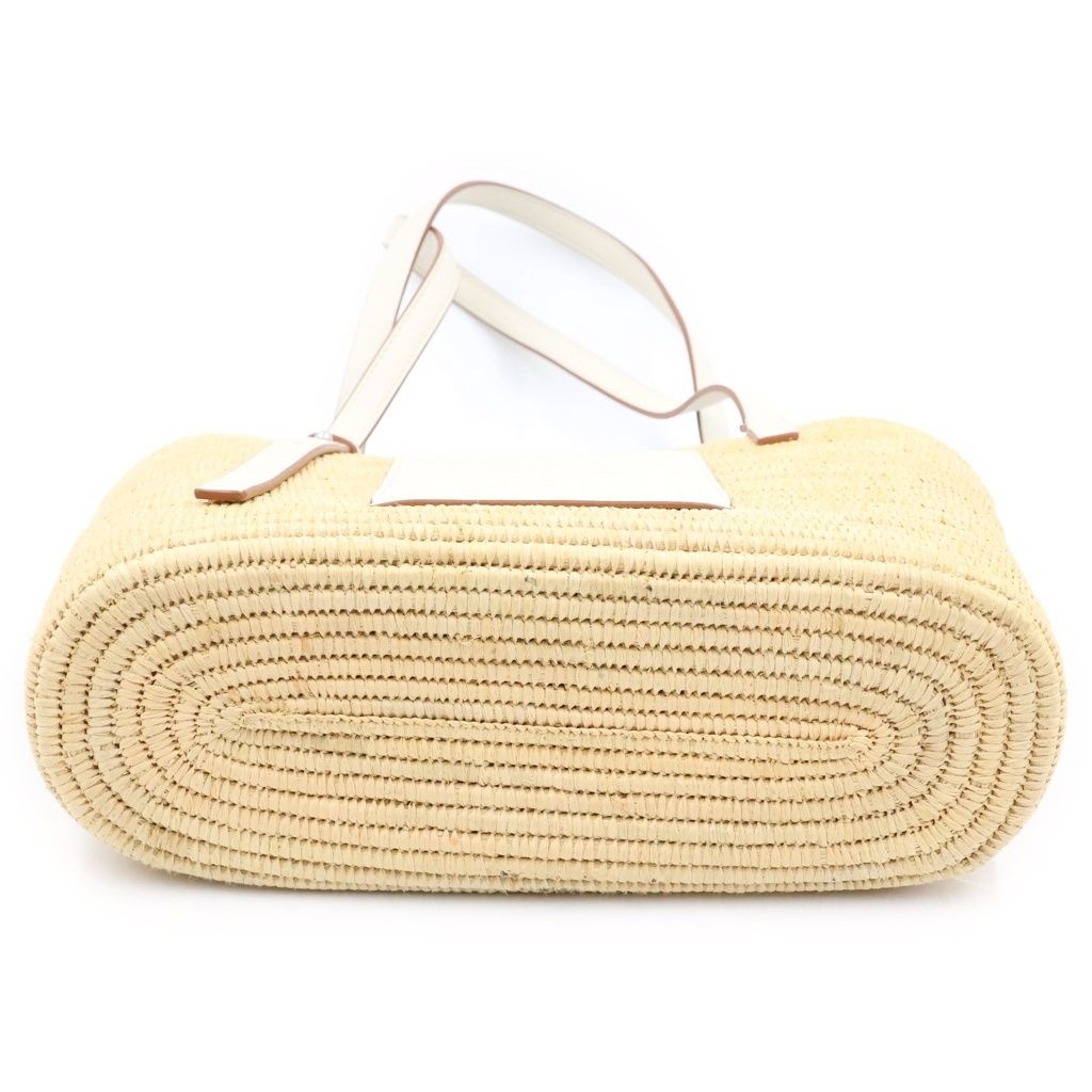 Loewe Anagram Basket Tote Small Square Raffia Leather Beige White — view 4