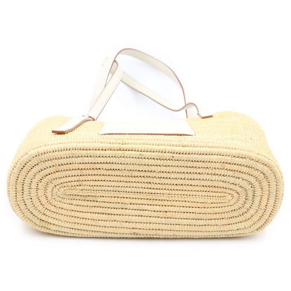 Loewe Anagram Basket Tote Small Square Raffia Leather Beige White — view 4