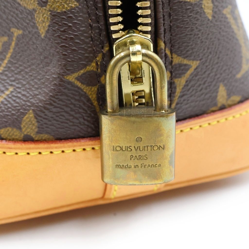 Louis Vuitton Monogram Alma Handbag Brown Leather Gold — view 7