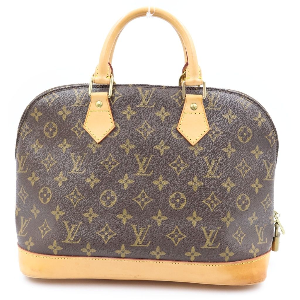 Louis Vuitton Monogram Alma Handbag Brown Leather Gold