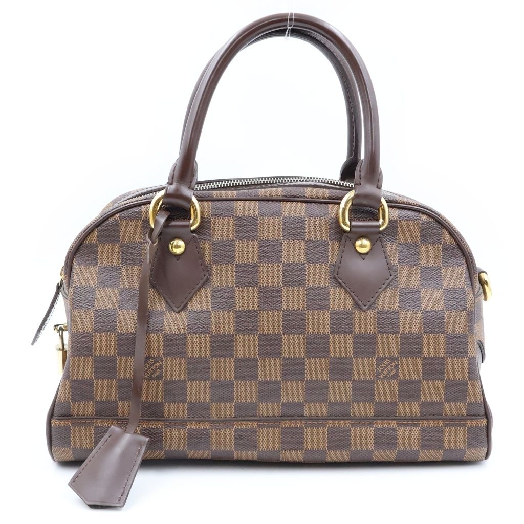 Louis Vuitton Damier Duomo Boston Bag Brown Leather Gold