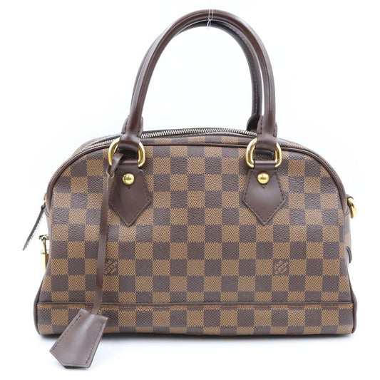 Louis Vuitton Damier Duomo Boston Bag Brown Leather Gold