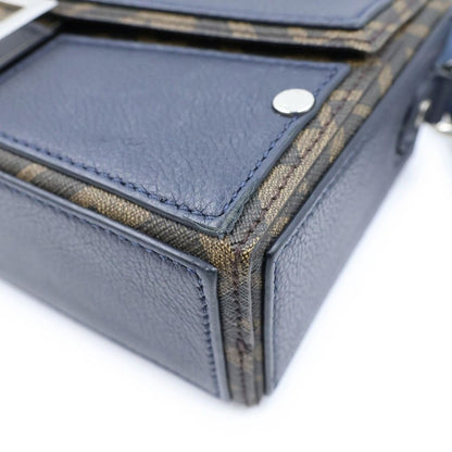 Fendi Baguette Soft Trunk Shoulder Bag Leather Brown Navy — view 5
