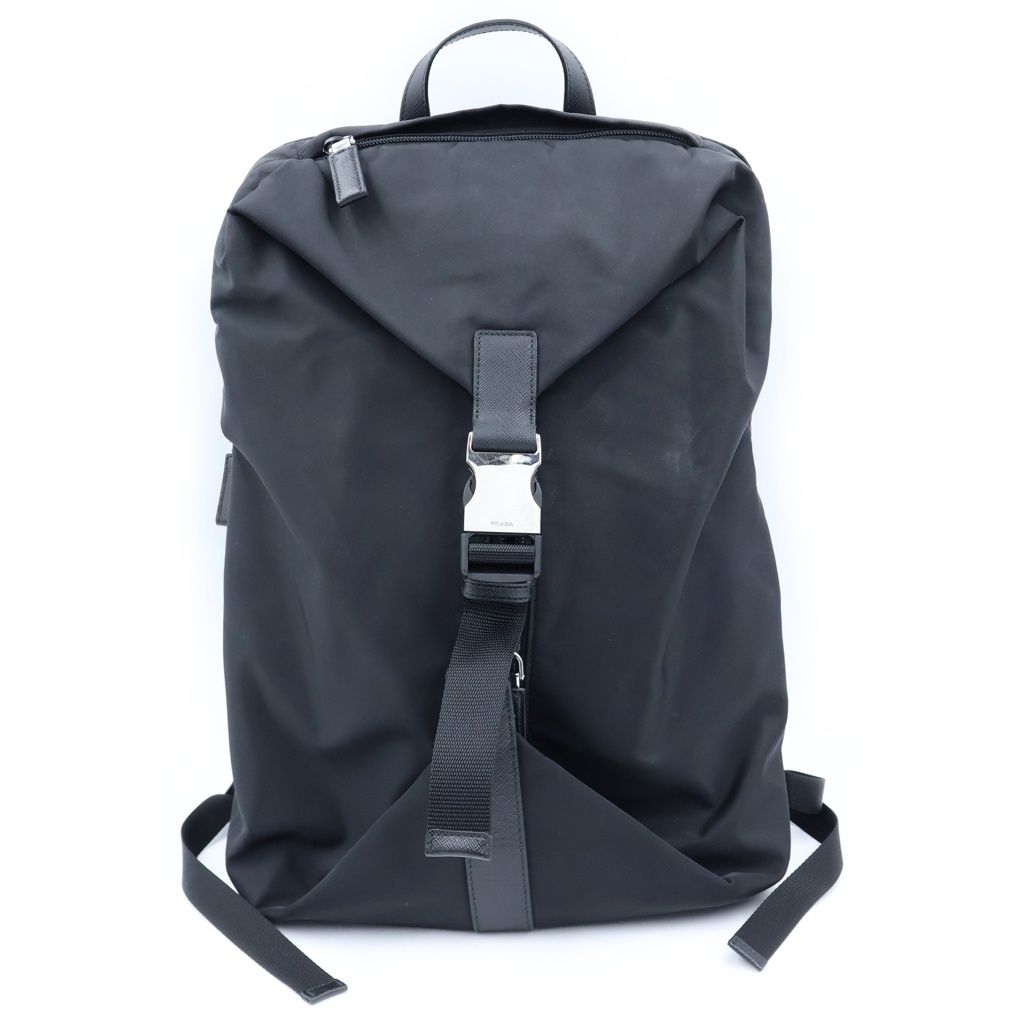 Prada Re-Nylon Saffiano Tessuto Backpack Black Nylon Leather Silver