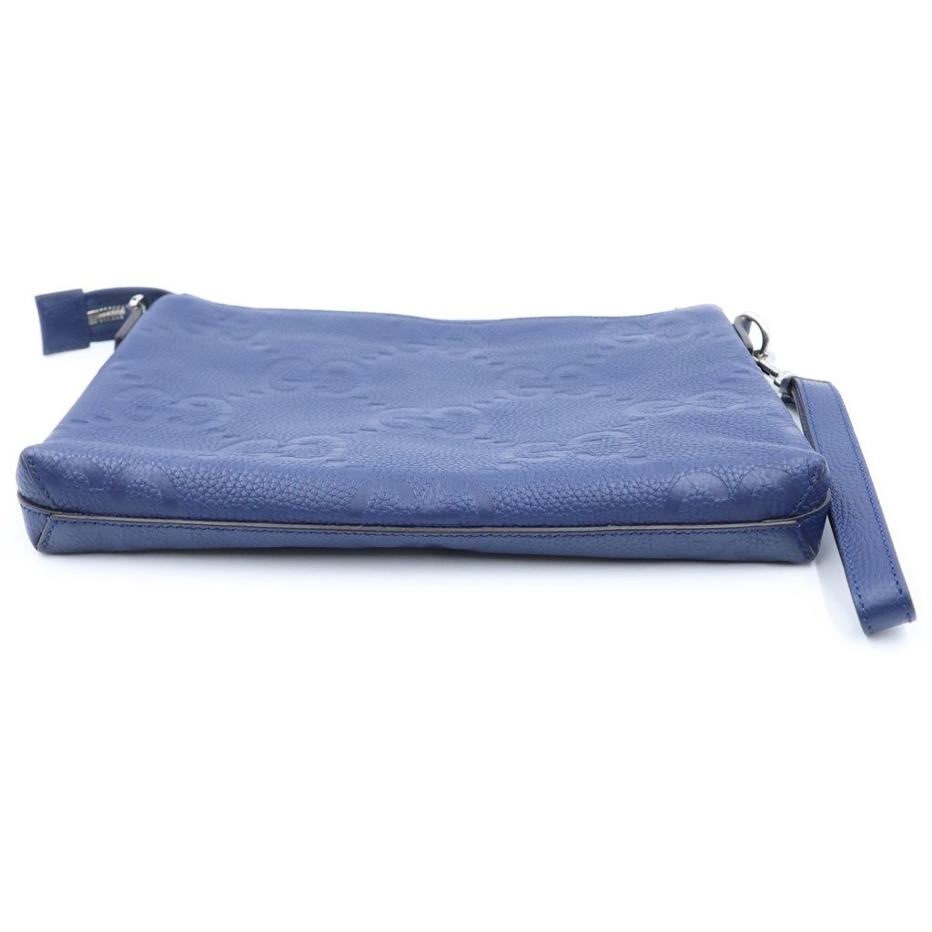 Gucci Jumbo GG Messenger Shoulder Bag Clutch Navy Leather — view 4