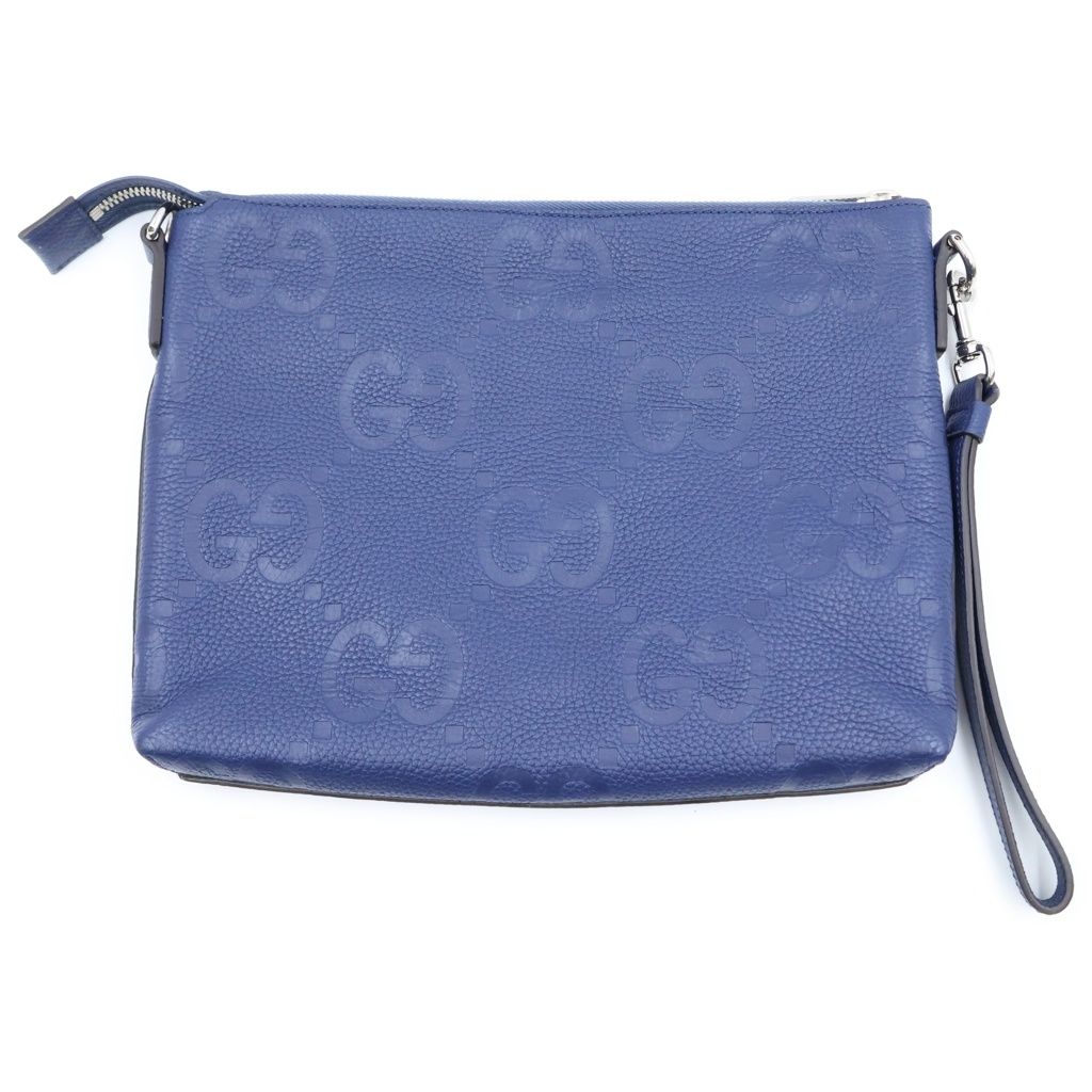 Gucci Jumbo GG Messenger Shoulder Bag Clutch Navy Leather — view 2