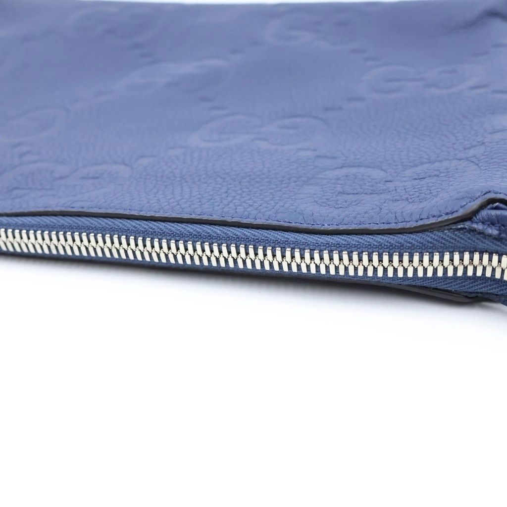 Gucci Jumbo GG Messenger Shoulder Bag Clutch Navy Leather — view 6