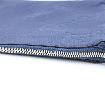 Gucci Jumbo GG Messenger Shoulder Bag Clutch Navy Leather — view 6