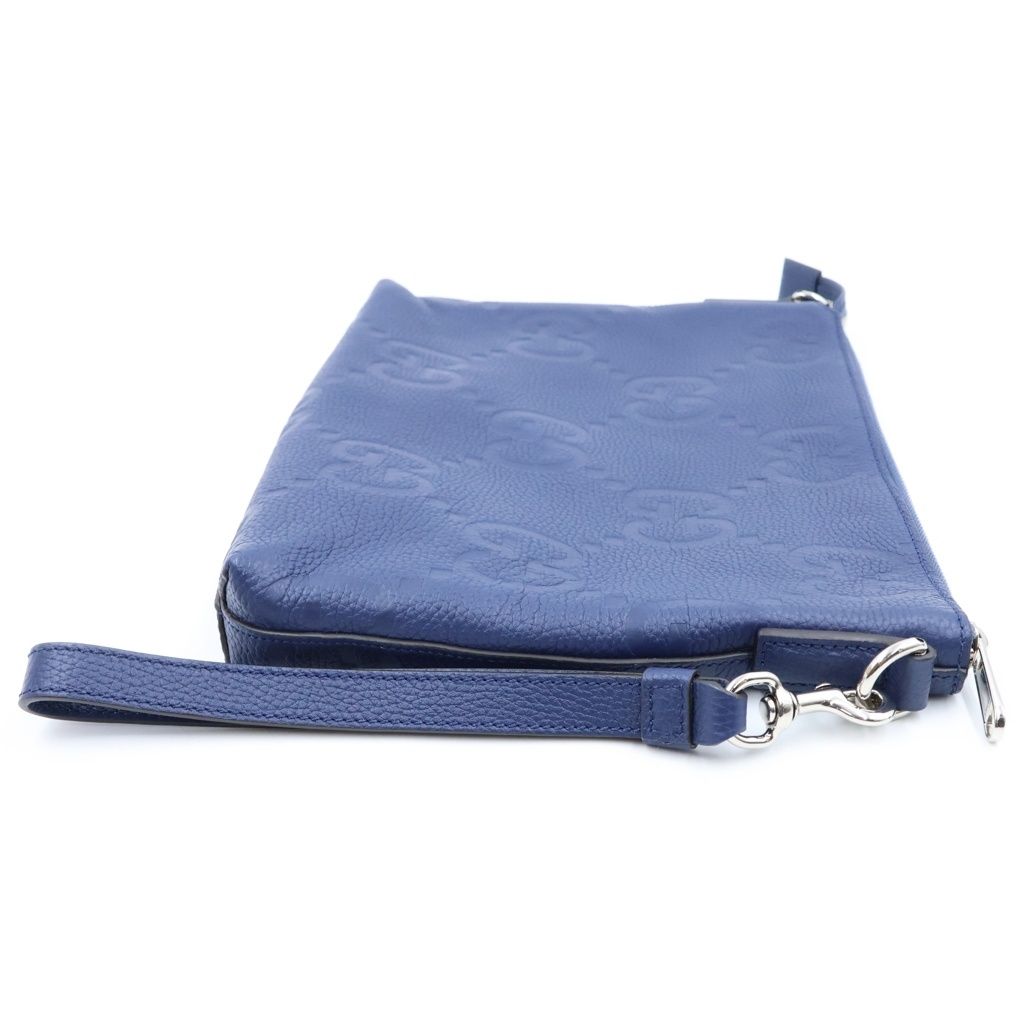 Gucci Jumbo GG Messenger Shoulder Bag Clutch Navy Leather — view 3