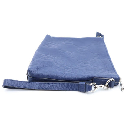 Gucci Jumbo GG Messenger Shoulder Bag Clutch Navy Leather — view 3