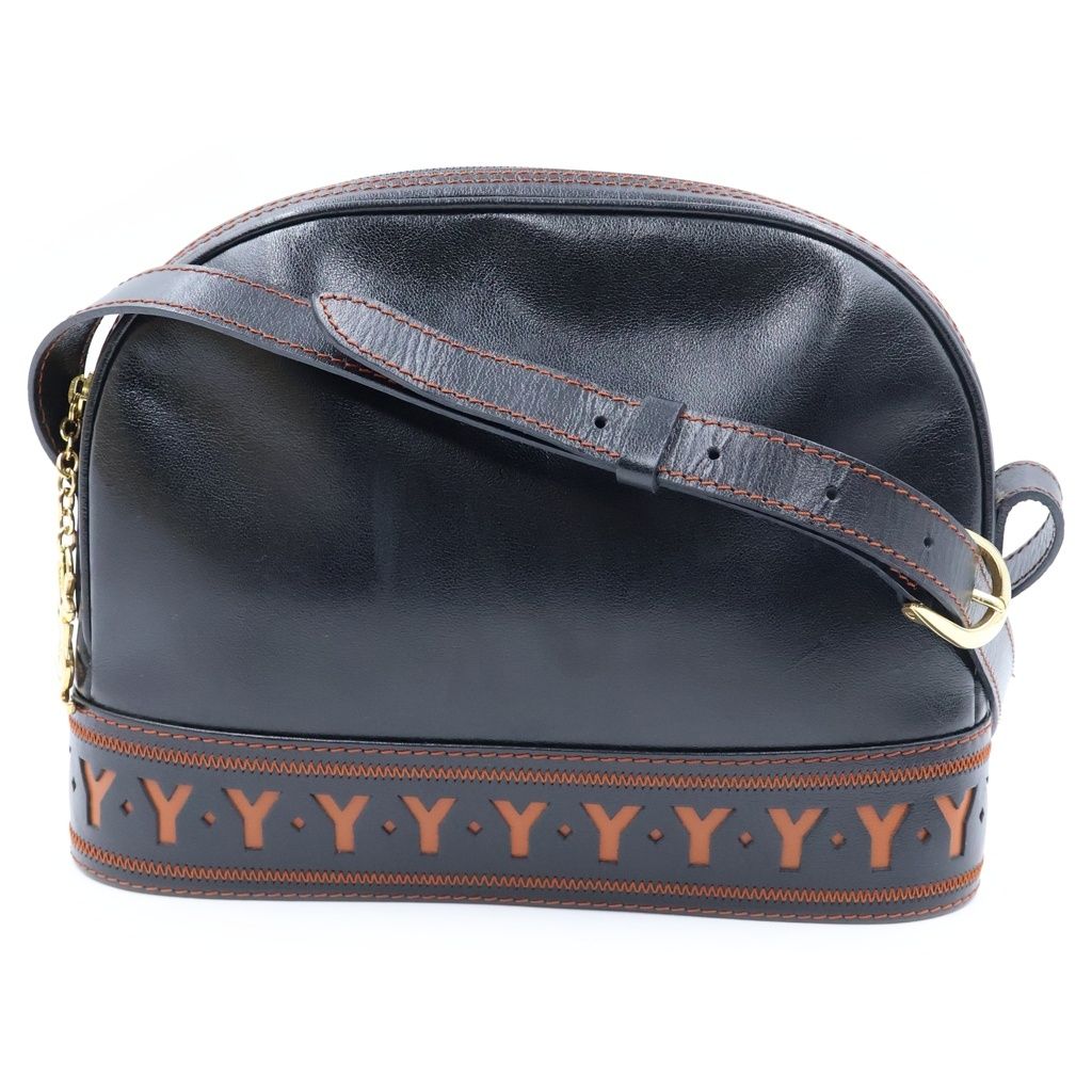 Saint Laurent Cut Out Shoulder Bag Vintage Leather Black