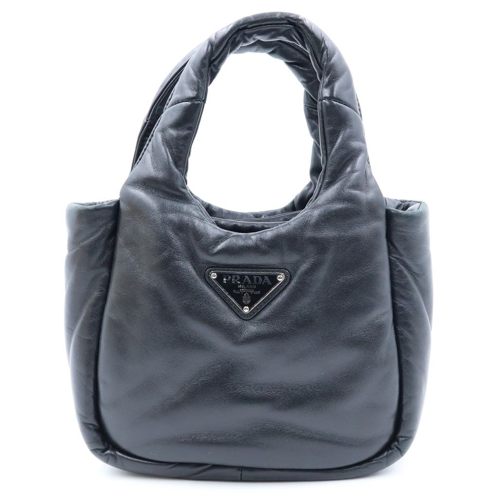 Prada Soft Padded Handbag 2-Way Shoulder Nappa Leather Black