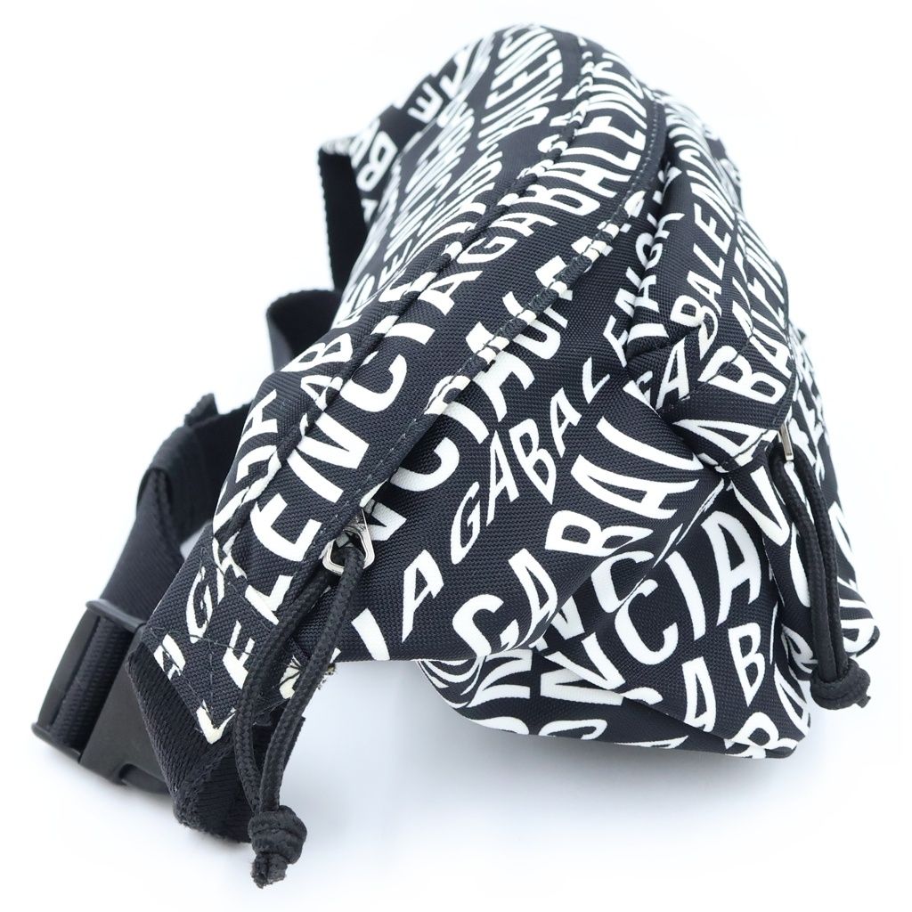 Balenciaga Logo Belt Bag Wheel Nylon Black White — view 3