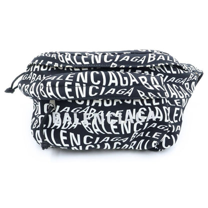Balenciaga Logo Belt Bag Wheel Nylon Black White