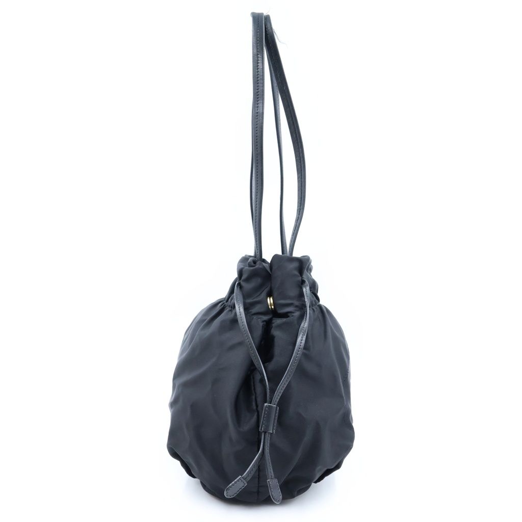 Prada Logo Jaguar Tote Drawstring Nylon Leather Black — view 3
