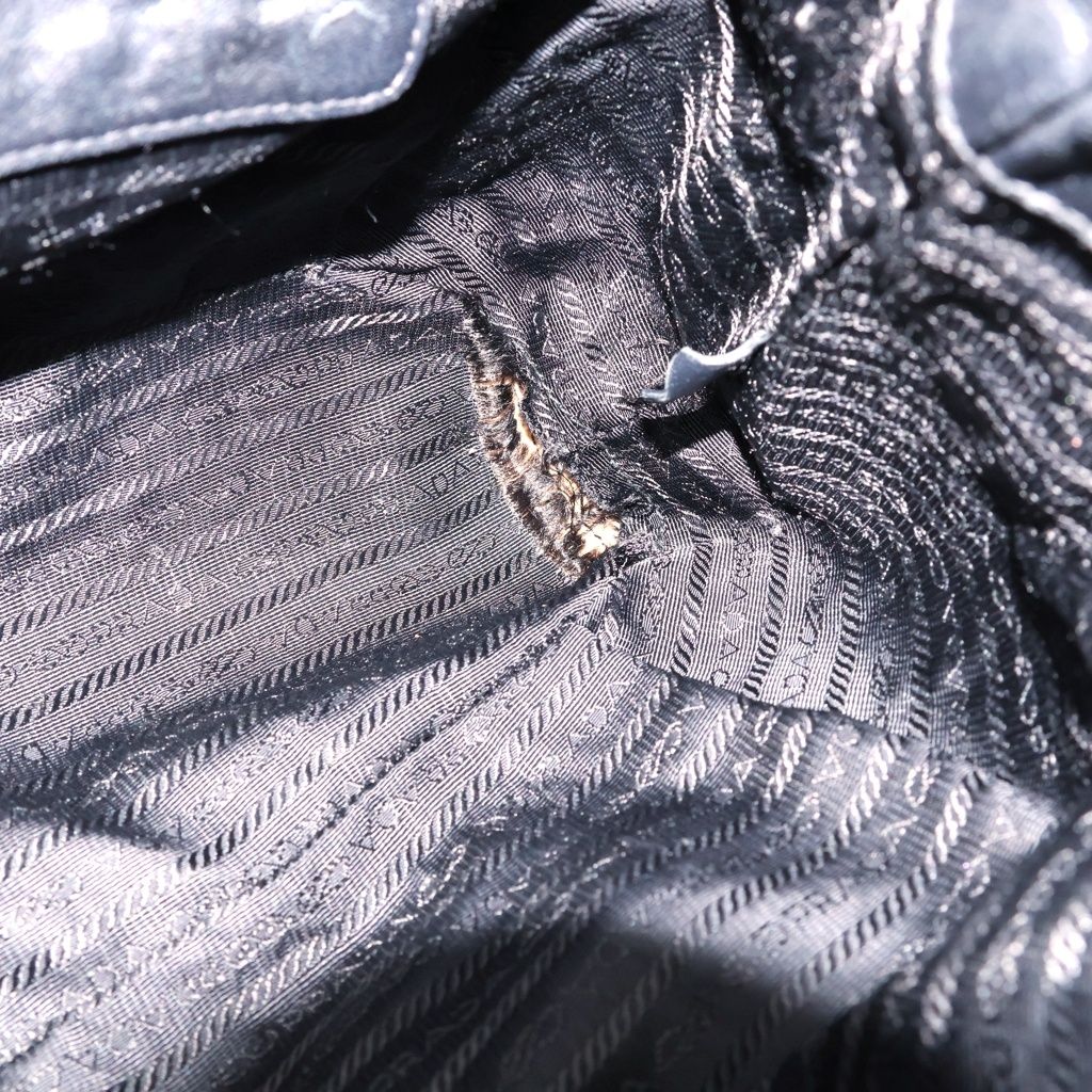 Prada Logo Jaguar Tote Drawstring Nylon Leather Black — view 8
