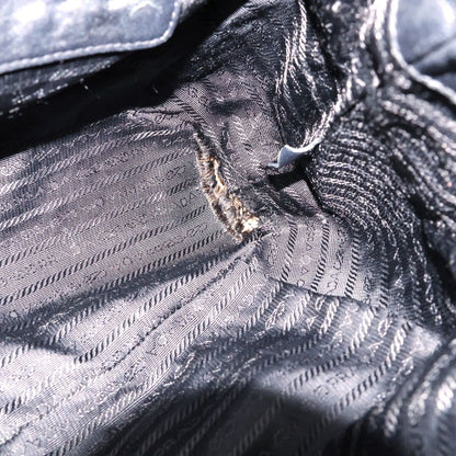 Prada Logo Jaguar Tote Drawstring Nylon Leather Black — view 8