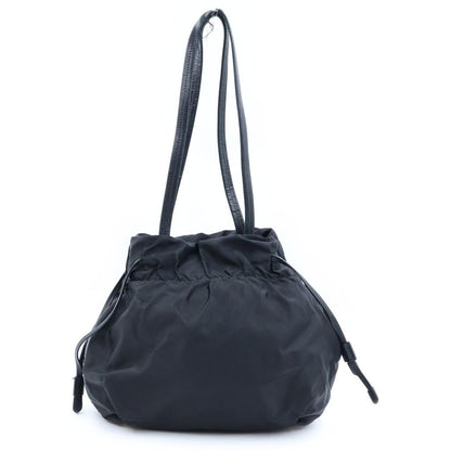 Prada Logo Jaguar Tote Drawstring Nylon Leather Black — view 2