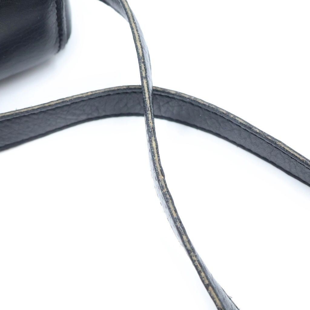 Celine Triomphe Logo Leather Shoulder Bag Black — view 6