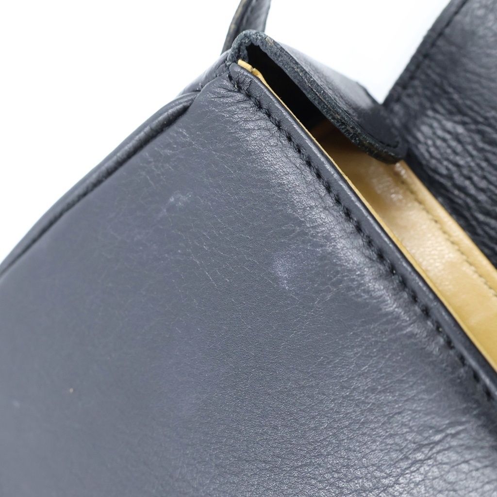 Celine Triomphe Logo Leather Shoulder Bag Black — view 7