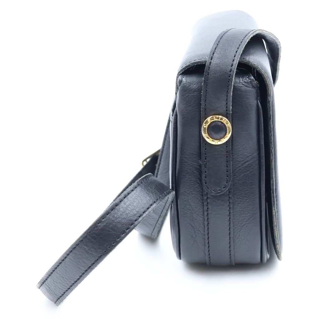 Celine Triomphe Logo Leather Shoulder Bag Black — view 3
