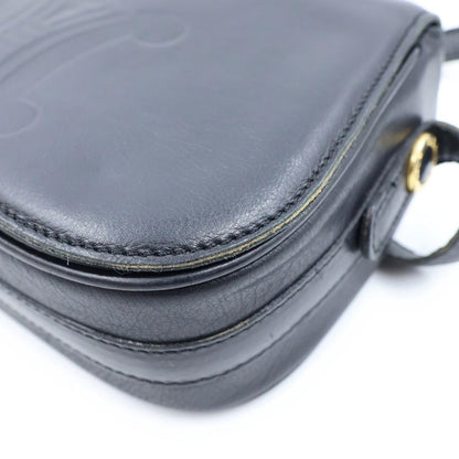 Celine Triomphe Logo Leather Shoulder Bag Black — view 5