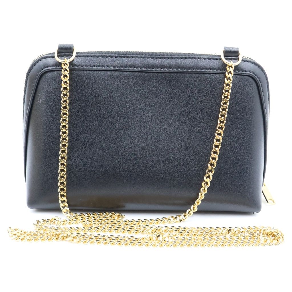 Celine Chain Shoulder Bag Clutch Triomphe Cuir Leather Black — view 2