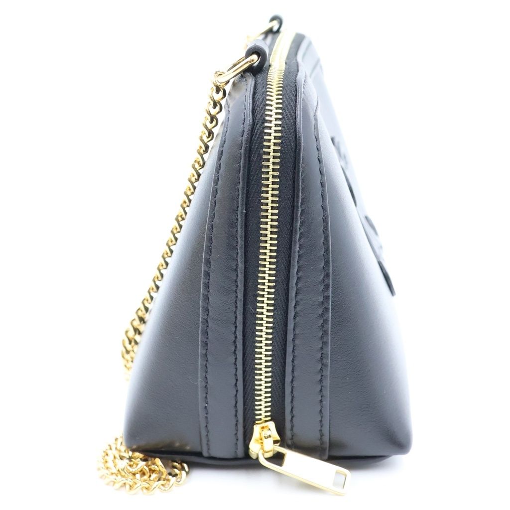 Celine Chain Shoulder Bag Clutch Triomphe Cuir Leather Black — view 3