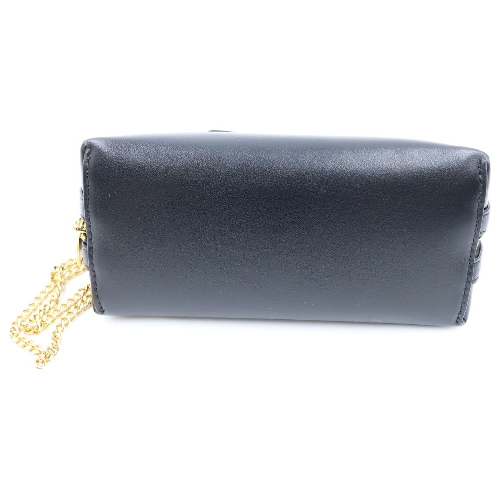 Celine Chain Shoulder Bag Clutch Triomphe Cuir Leather Black — view 4
