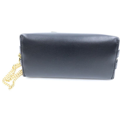 Celine Chain Shoulder Bag Clutch Triomphe Cuir Leather Black — view 4
