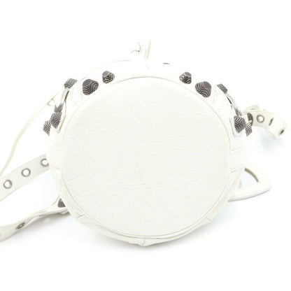 Balenciaga Le Cagole Bucket 2-Way Shoulder Bag White Leather S Silver — view 4
