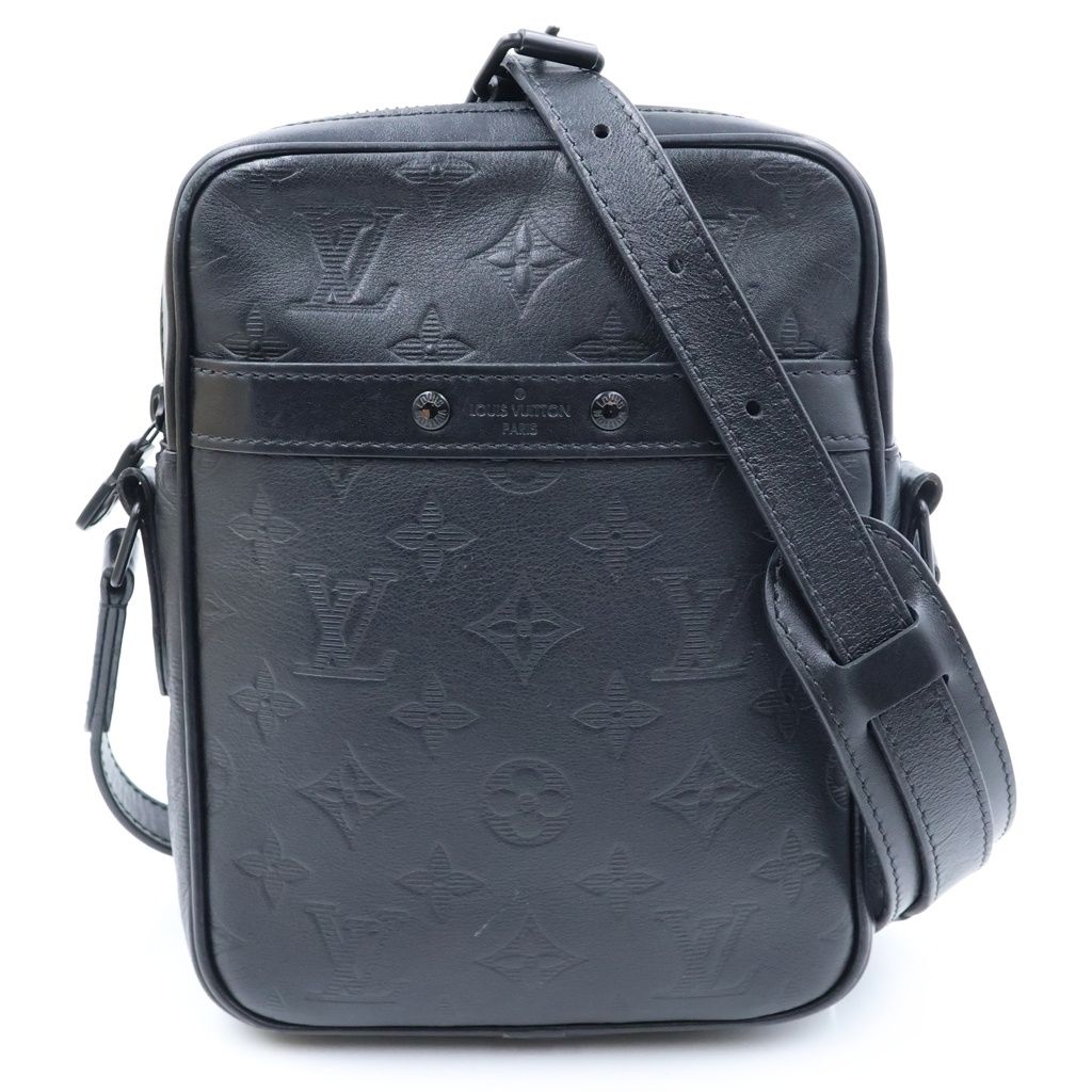 Louis Vuitton Monogram Shadow Danube PM NM Shoulder Bag Leather Black Noir