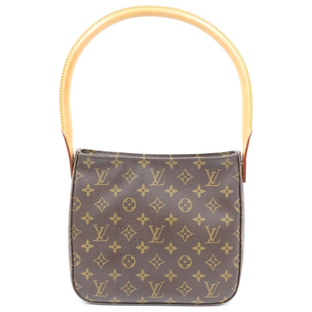 Louis Vuitton Monogram Looping MM Handbag Bag Brown Leather Gold