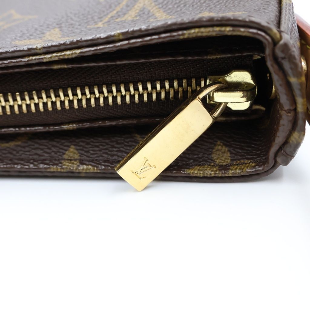 Louis Vuitton Monogram Looping MM Handbag Bag Brown Leather Gold — view 7