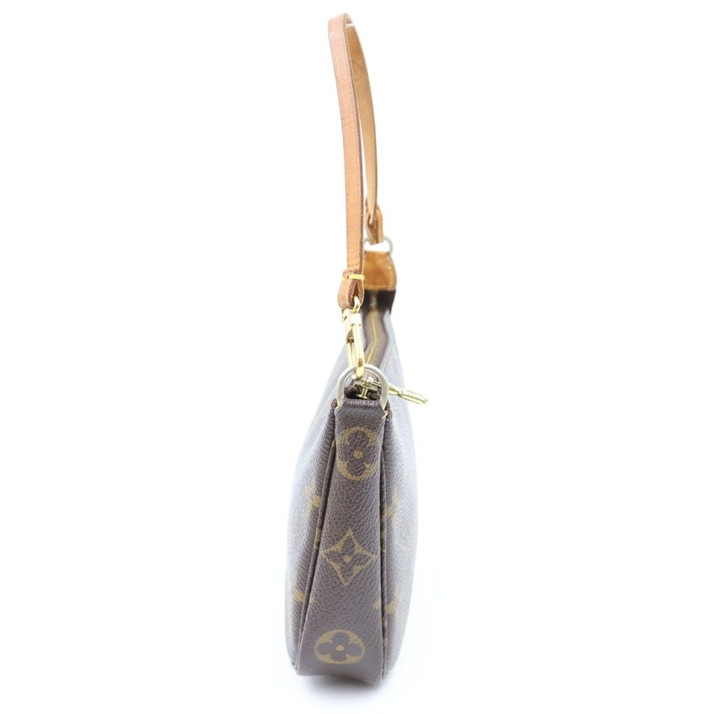 Louis Vuitton Monogram Pochette Accessoires Mini Bag Brown Leather Gold — view 3