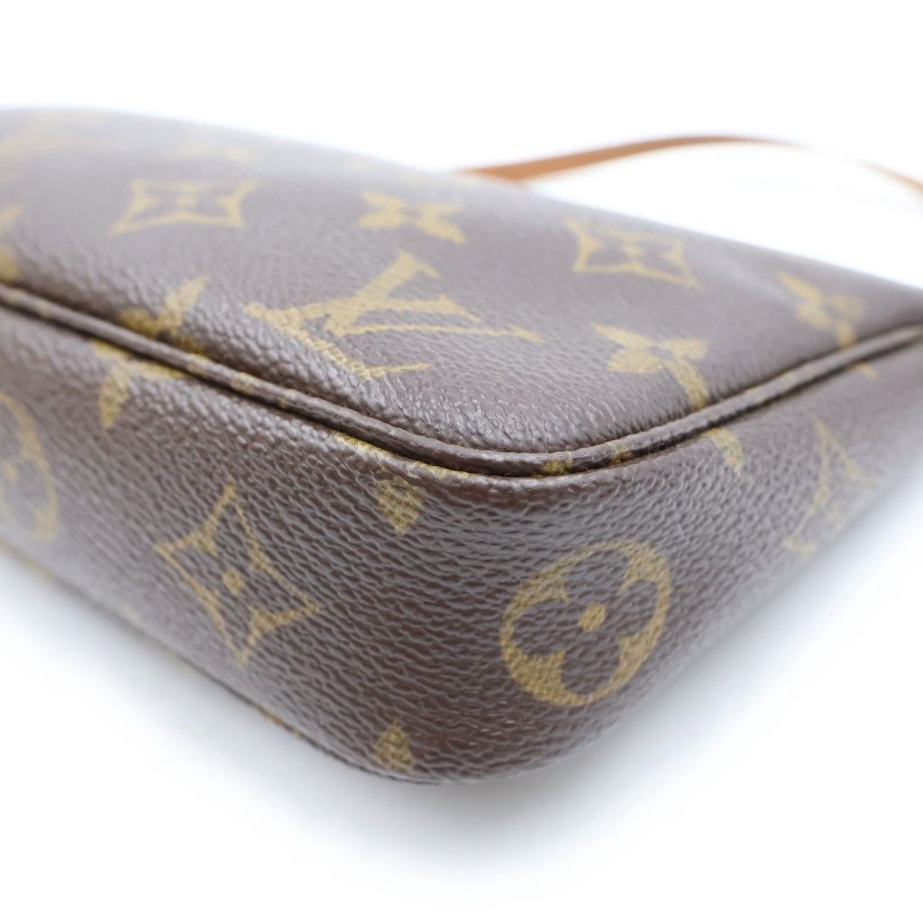 Louis Vuitton Monogram Pochette Accessoires Mini Bag Brown Leather Gold — view 5