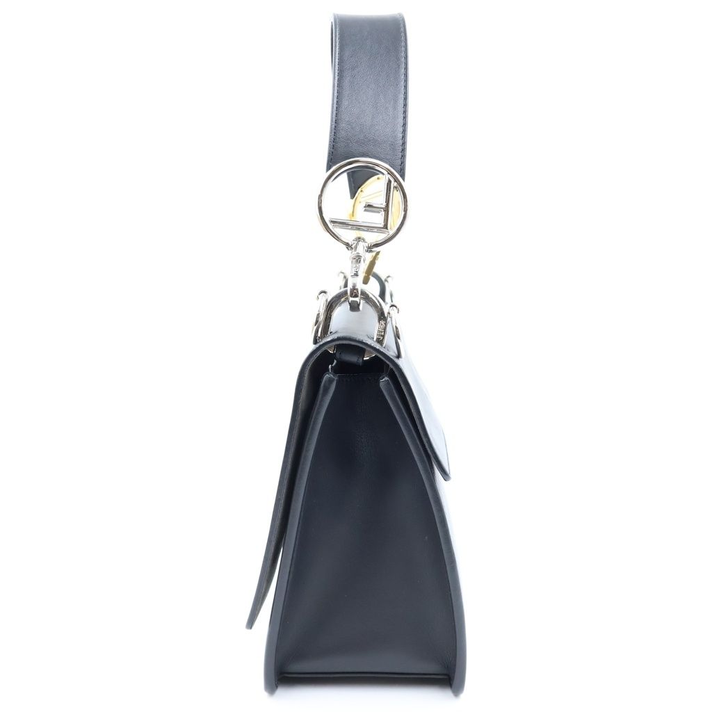 Fendi Canayef 2-Way Shoulder Bag Black Leather Gold Silver — view 3