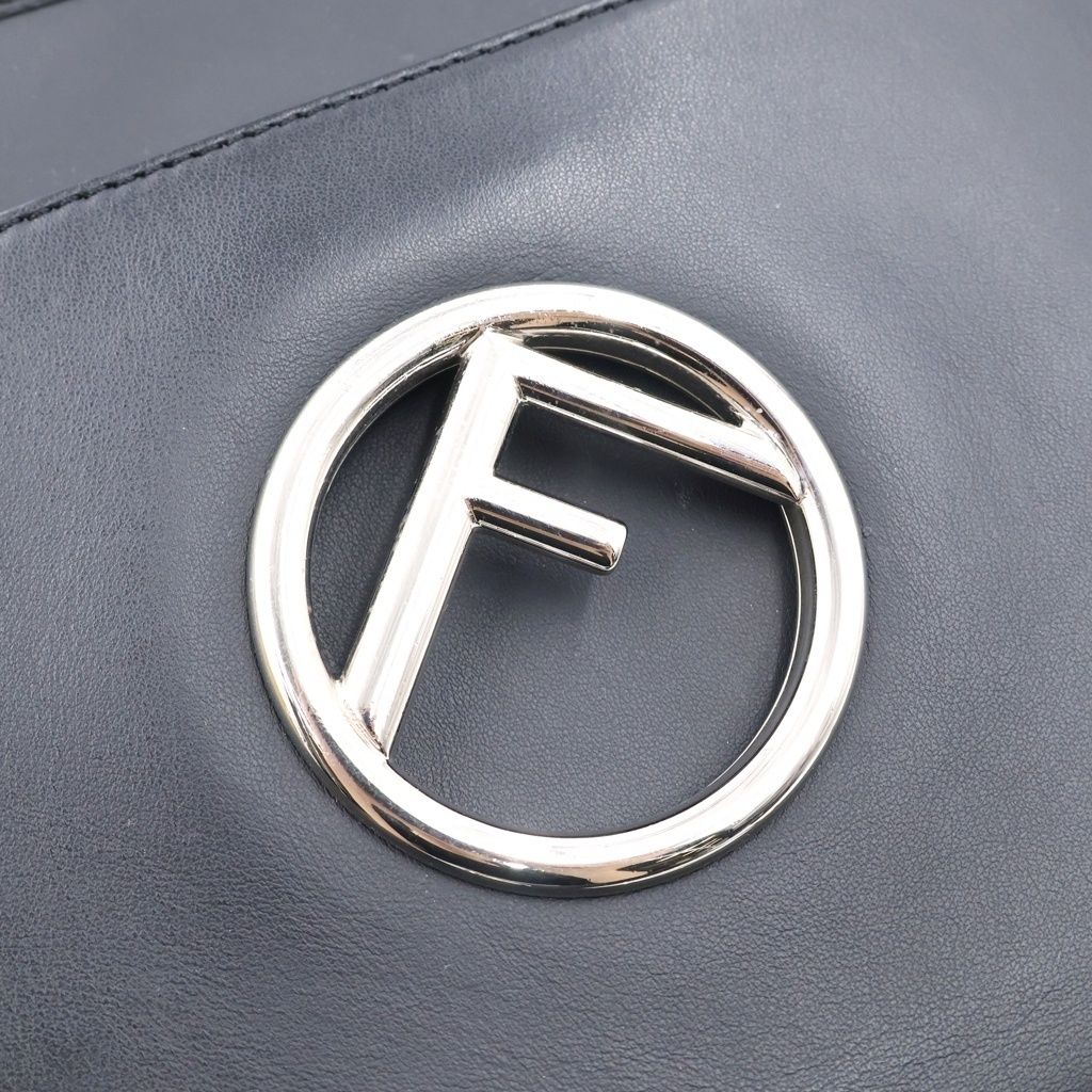 Fendi Canayef 2-Way Shoulder Bag Black Leather Gold Silver — view 6