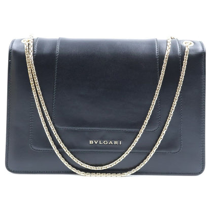 Bvlgari Serpenti Forever Chain Shoulder Bag Black Leather Gold — view 2
